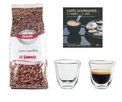 Offre SAECO - Caf grain 500g + Verre expresso + Livre caf gourmand