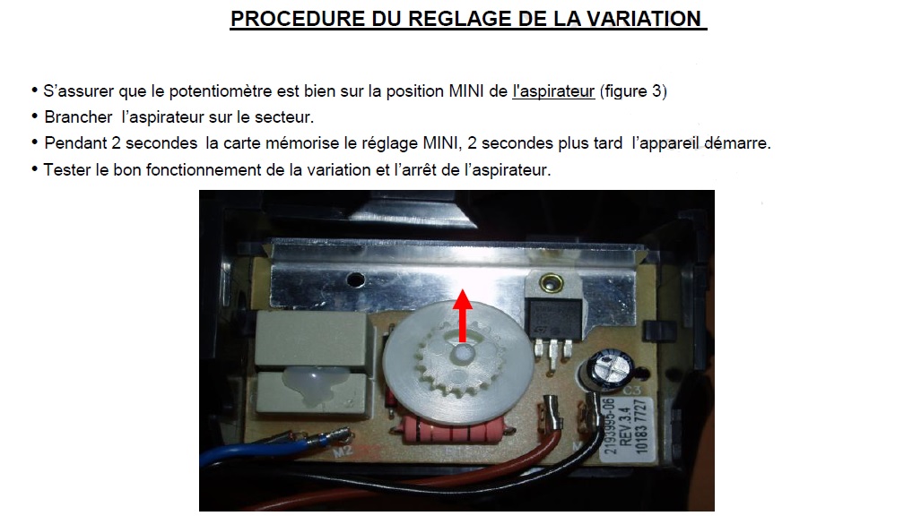 procedure reglage carte electronique ergospace electrolux