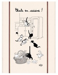 Grand Torchon Dubout Chats En Cuisine cru 60 X 80 cm Winkler