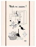 Grand Torchon Dubout Chats En Cuisine cru 60 X 80 cm Winkler