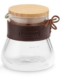 Carafe  caf en verre  double paroi avec bande en cuir Delonghi