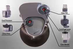 Accessoires du robot de cuisine Kenwood KHC29A - sortie rapide ou moyenne. EXPLICATION