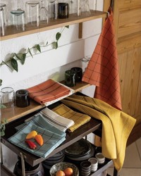 Torchon  carreaux bronze et noir Metis Kilia 50 x 70 cm Winkler
