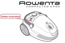 pdale d'enrouleur pour aspirateur Rowenta Compateo Ergo