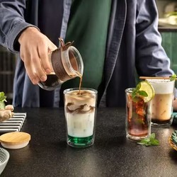Carafe  caf en verre  double paroi avec bande en cuir Delonghi