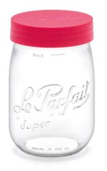 Bocal stockage 1 L couvercle  visser rouge "Color Vis" Le Parfait