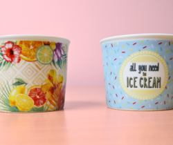 Pots  glace avec cuillre - ICE CREAM - porcelaine