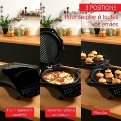 Les diffrentes positions du cuiseur multifonction Moulinex COOK IN ONE : ferm, semi-ouvert ouvert