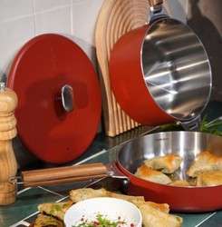 Couvercle Cookut inox 28 cm de la Merveilleuse - rouge