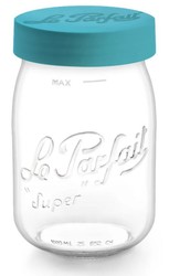 Bocal stockage 1 L avec couvercle  visser bleu "Color Vis" Le Parfait