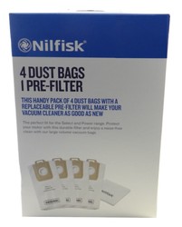 Lot de 4 sacs avec pr-filtre pouraspirateur domestique NILFISK Select
