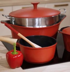 Duo de 2 ustensiles Cookut louche et cuill�re en bois de h�tre - ROUGE