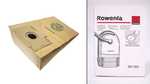 lot de 6 sacs papier + filtre pour aspirateur Rowenta 