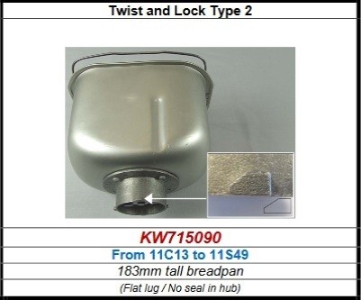 Cuve 224468-13389 twist & lock Machine à pain KW714130 KENWOOD