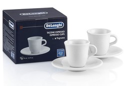 Lot de 2 tasses  expresso + 2 soucoupes Delonghi en porcelaine