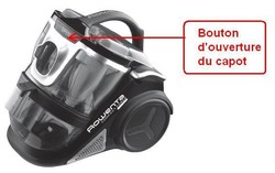 bouton d'ouverture du capot pour aspirateur Rowenta Compact Force Cyclonic