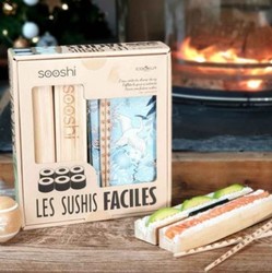 Coffret sushi maki faciles Cookut avec appareil en bambou et 4 baguettes