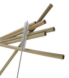 Set de 6 pailles en bambou  avec brosse de nettoyage et sac de rangement Cookut