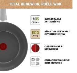 Wok Tefal en cramique 28 cm avec poigne fixe  gamme Renew On tous feux + induction