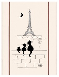 Grand Torchon Dubout Chats Tour Eiffel cru 60 X 80 cm Winkler