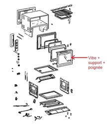 vitre + support + poigne pour four Rowenta Gourmet OC384800/12A