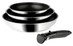 Lot 3 po�les inox antiadh�sives 20-24-28 cm Arp�ge Sitramovible Sitram