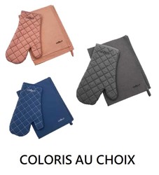 Ensemble gant + torchon Cookut assorti � l'Incroyable Cocotte et po�le : coloris au choix