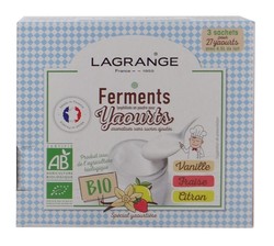 Ferments yaourts aromatiss Bio Lagrange Vanille - Fraise - Citron