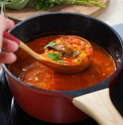 Duo de 2 ustensiles Cookut louche et cuill�re en bois de h�tre - ROUGE