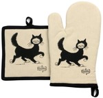 Lot gant de cuisine + manique chat en balade beige Dubout Winkler