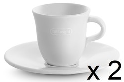 Lot de 2 tasses  expresso + 2 soucoupes Delonghi en porcelaine