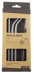 Lot de 4 pailles inox avec brosse de nettoyage