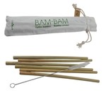 Set de 6 pailles en bambou  avec brosse de nettoyage et sac de rangement Cookut