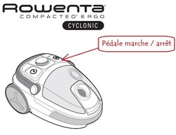 pdale marche arrt pour aspirateur Rowenta Compateo Ergo Cyclonic