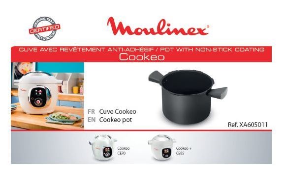 Cuve et poignées pour Cookeo Moulinex USB Connect CE701 CE702 CE703 CE704 