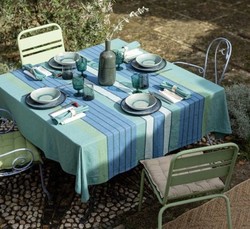 Nappe recycle raye paon / verte Yuna 170 x 250 cm Winkler