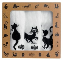 Lot de 3 torchons Dubout Les chats brod 40 x 60 cm Winkler