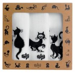 Lot de 3 torchons Dubout Les chats brod 40 x 60 cm Winkler