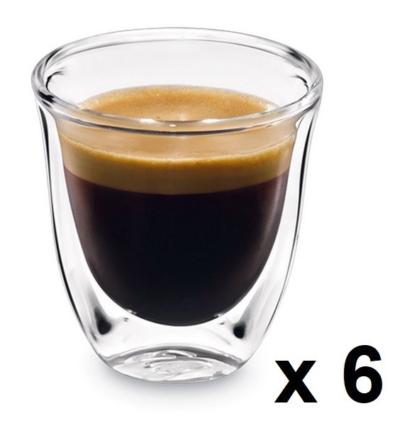 Lot 6 verres à expresso + double paroi coffret Delonghi 