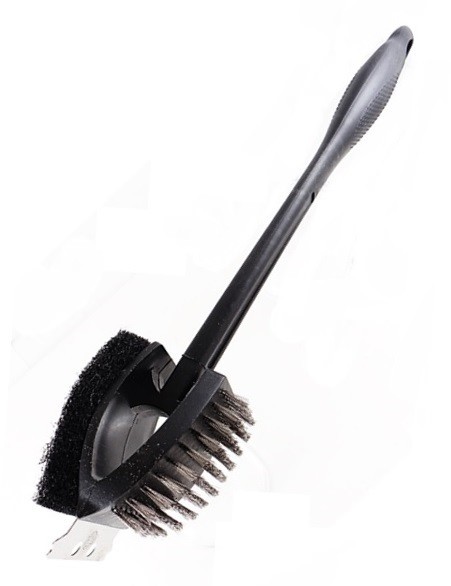 Brosse de nettoyage 3 en 1 pour barbecue avec manche - éponge