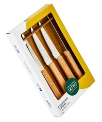 Lot de 4 couteaux  steak 21 cm en acier inoxydable avec manche en bois de marque Genevive Lethu