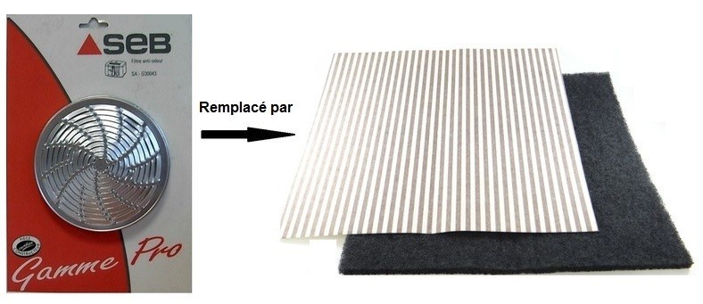 Filtre charbon + filtre anti-graisse adaptable pour friteuse seb 