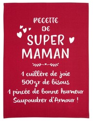 Torchon "Recette de super maman" rouge 50 x 70 cm Winkler