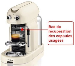 bac de rcupration des capsules usages pour Nespresso M400 Maestria (11330) Gran Maestria (11335)