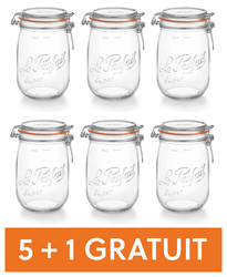 Lot 6 bocaux 1 L "Super" Le Parfait (Offre 5 + 1 offert)