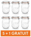 Lot 6 bocaux 1 L &quot;Super&quot; Le Parfait (Offre 5 + 1 offert)