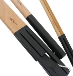 Trio d'ustensiles Cookut spatule, pince et baguettes en bois