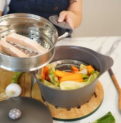 Panier vapeur inox 28 cm pour l'incroyable cocotte Cookut
