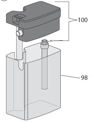 DeLonghi résevoir à lait (pot à lait, récipient à lait) complet