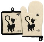 Lot gant de cuisine + manique chat papillon Dubout Winkler